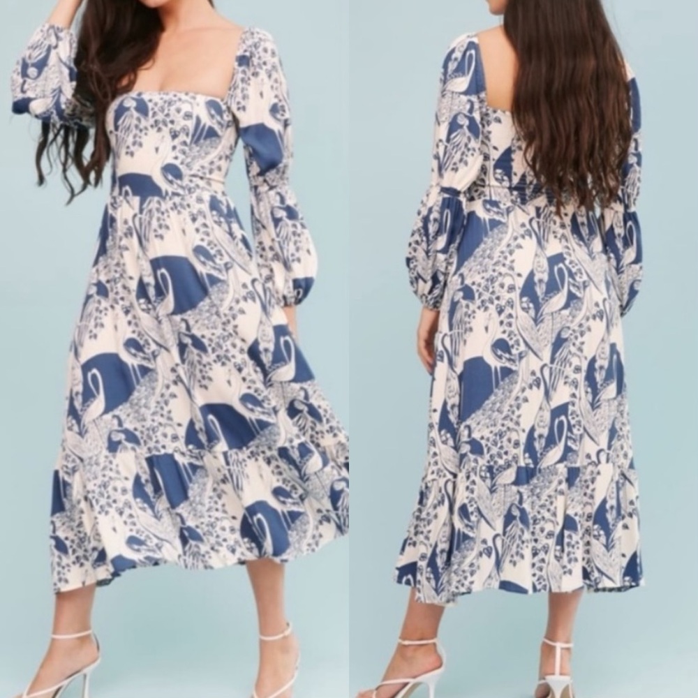 Reformation Mica Midi Dress
Avian Blue
White Print 2